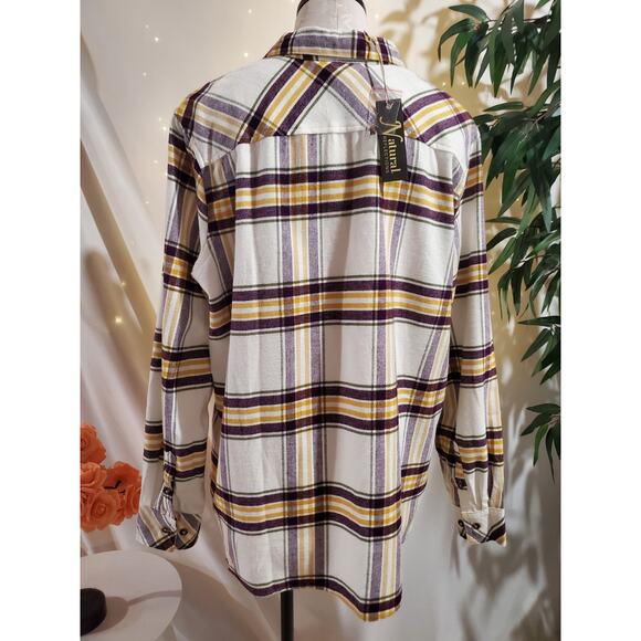 Natural Reflections NWT Plaid Flannel Button Shirt Womens Size XL Pockets Cotton - Picture 3 of 12